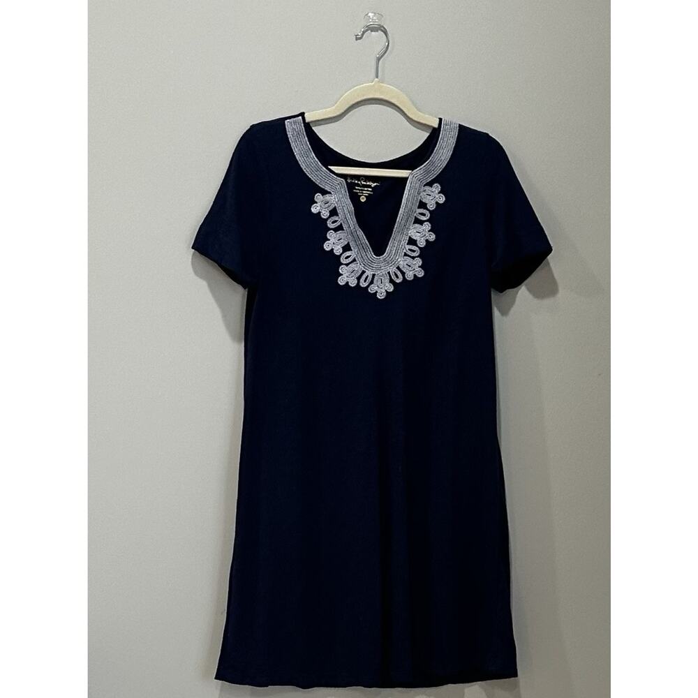 Lilly Pulitzer Shirt Dress Women Medium Maisy Mini Swing Embroidered Tunic Beach